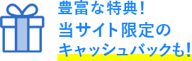 豊富な特典！当サイト限定のキャッシュバックも！