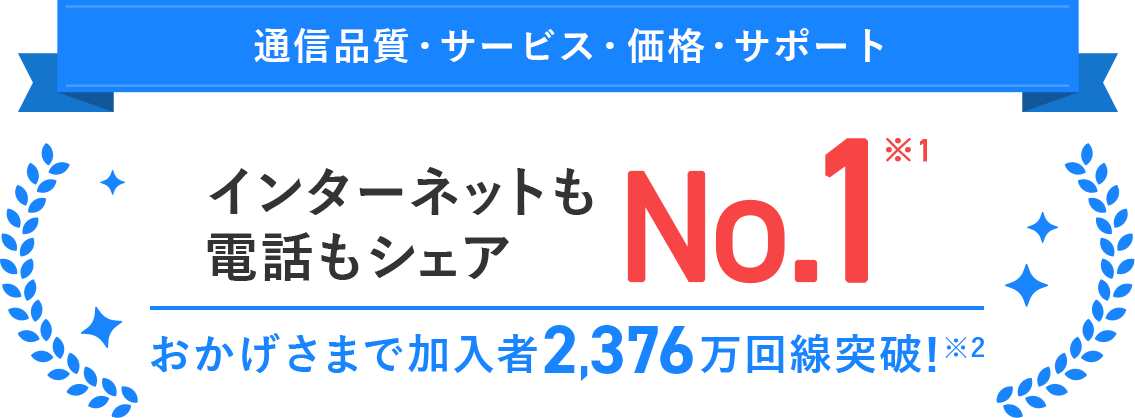 インターネットも電話もシェアNo.1※1