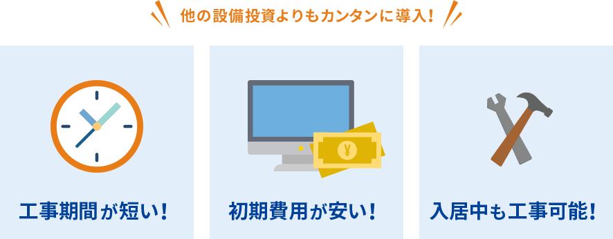 他の設備投資よりもカンタンに導入！