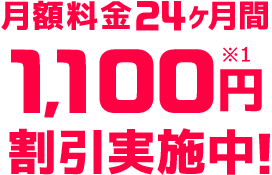 月額料金24ヶ月間1,100円※1割引実施中！