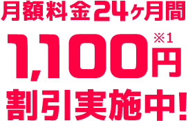 月額料金24ヶ月間1,100円※1割引実施中!