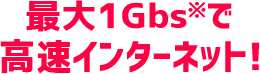 最大1Gbs※で高速インターネット！