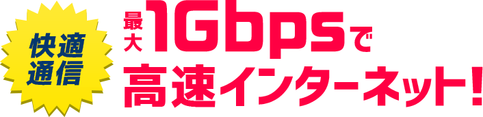 快適通信最大1Gbpsで高速インターネット!