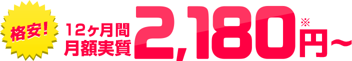 格安!月額実質2,180円~