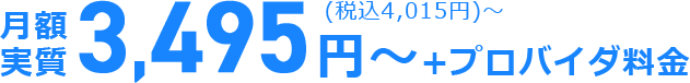 月額実質3,495円～+プロバイダ料金