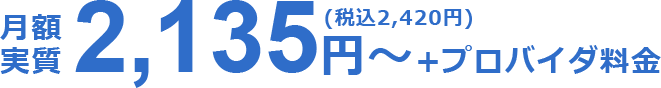 月額実質2,135円～+プロバイダ料金