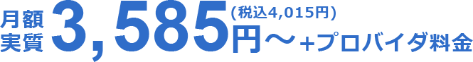 月額実質3,585円～+プロバイダ料金